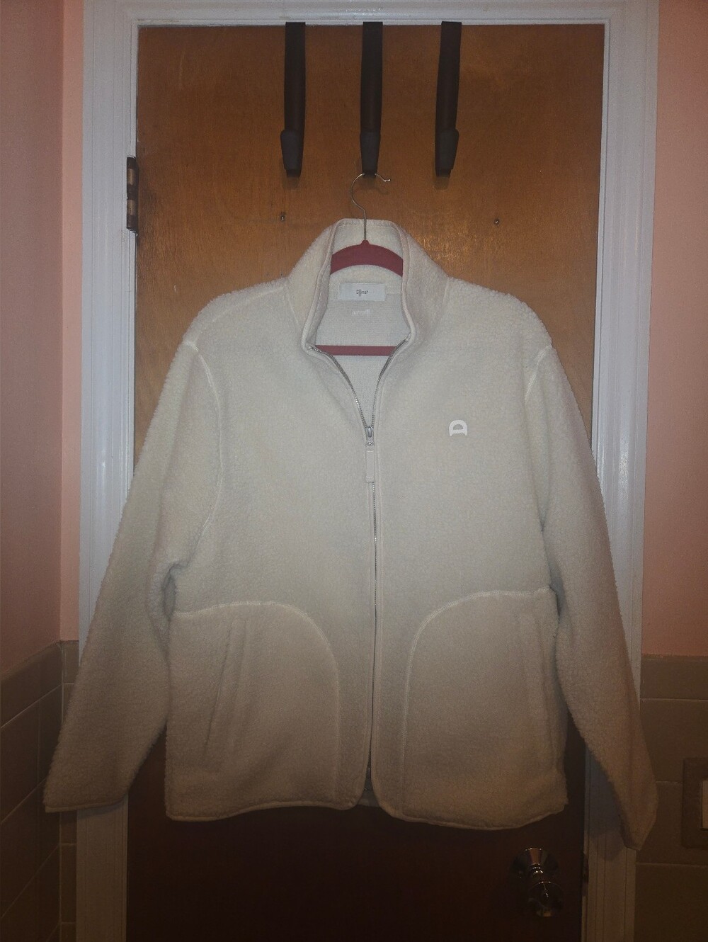Dunst Unisex Leather Logo Fleece  Zip-Front Jacket